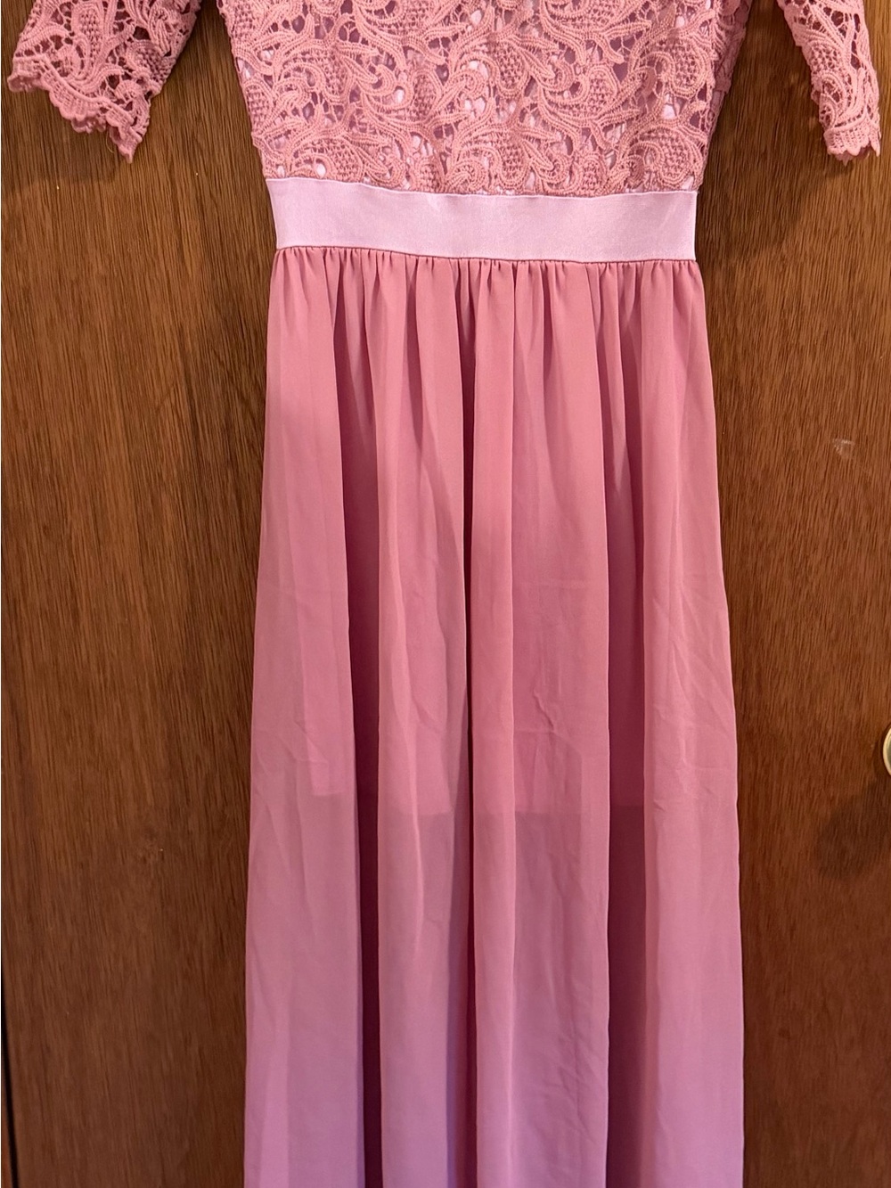 Women’s Pink Lace Bodice Maxi Dress